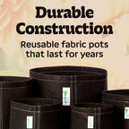 GeoPot 15 Gallon Fabric Grow Bags for Vegetables, Houseplants, Herbs & Flowers | 5-Pack | Aerated Fabric Pots for Outdoors and Indoors