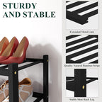 Smiry Bamboo Shoe Rack for Closet, 6 Tier Wooden Stackable Shoe Organizer, Free Standing Shoes Storage Shelf for Entryway, Front Door Entrance, Black