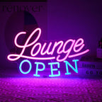 Lounge Open Neon Sign VIP Lounge Neon Light Pink Blue Letter LED Sign Dimmable Business Signs Light Up Signs for Bar Night Club Hotel Beauty Salon Decor