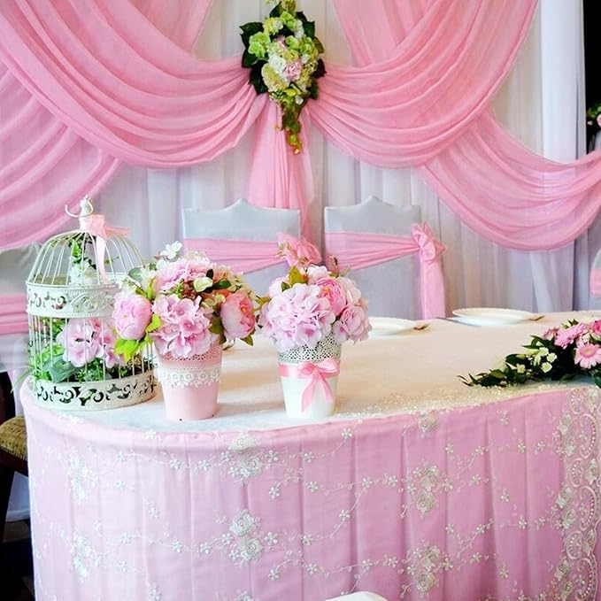 10 x 7 Feet Pink Backdrop Curtain for Partie, Background Curtains for Photoshoot, Birthday, Wedding, Halloween, Thanksgiving, Christmas, New Year Party Decorations 5Ft x 7Ft, 2 Panels