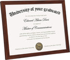 upsimples Certificate Frame with High Definition Glass, 8.5 by 11 Picture Diploma Document Frames for Wall and Tabletop, Mahogany 5 Pack