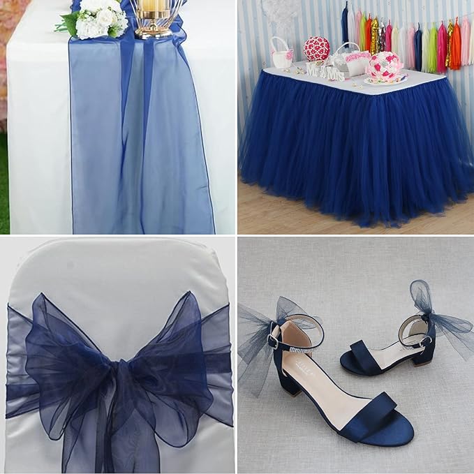Navy Blue Tulle Fabric Rolls 6 Inch by 100 Yards (300 feet) Fabric Spool Tulle Ribbon for DIY Navy Blue Tutu Bow Baby Shower Birthday Easter Party Wedding Decorations Christmas Craft Supplies