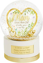 THINGS REMEMBERED Engraved Gold Mom Heart Musical Snow Globe (Free Customization), Plays Flower Song Music, Heartfelt Gift and Keepsake for Mom