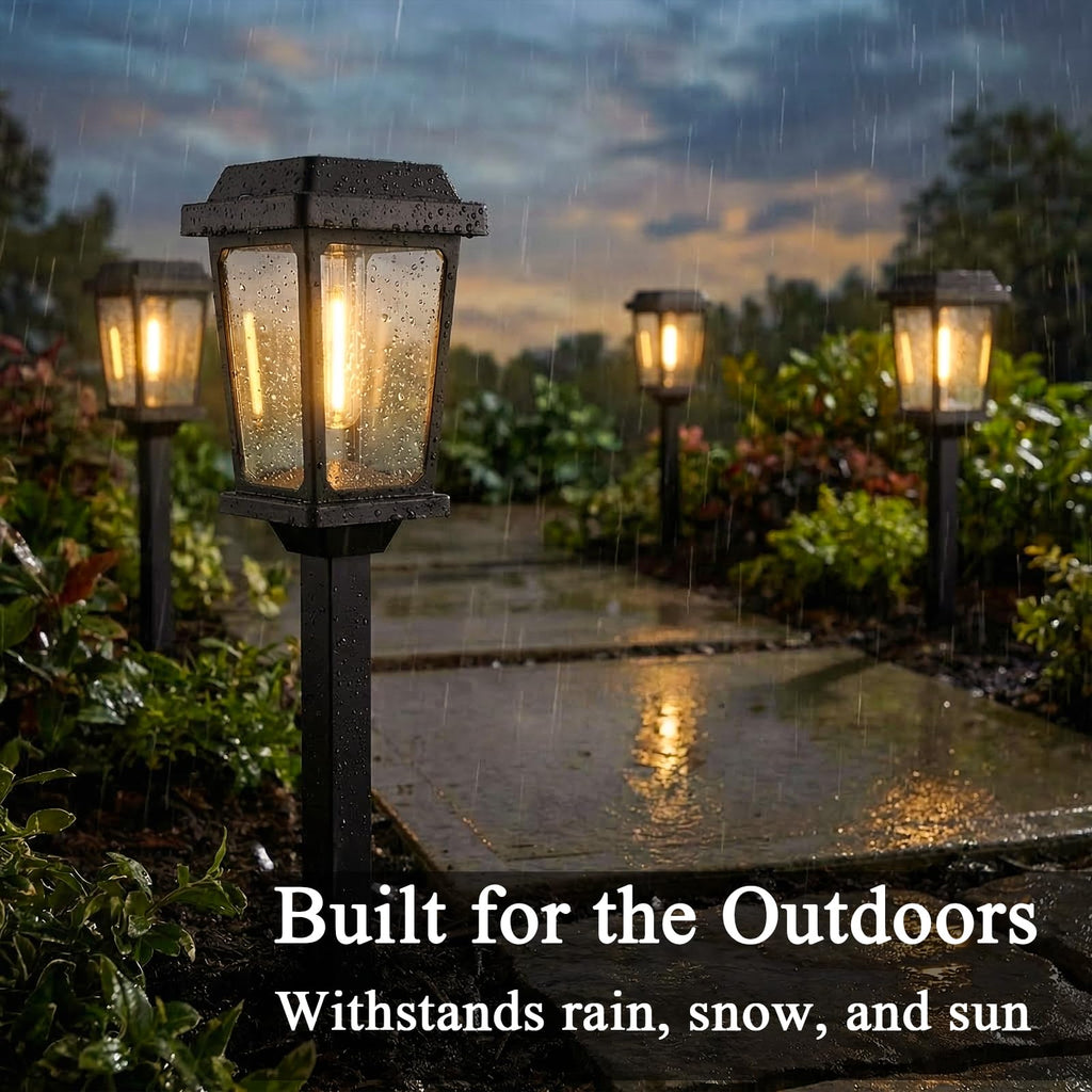 DOESLAG 12 Pack Solar Lights Outdoor, Modern Solar Pathway Lights Outdoor, Waterproof Auto On/Off Garden Lights for Yard, Landscape Path, Walkway, Driveway Decor (3000K Warm White)