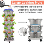 Vertical Planter 7 Tier Stackable Planters Garden Planters Strawberry Herb Flower and Vegetable Planter Indoor Outdoor Gardening Pots with Removable Wheels and Tools 2-Pack