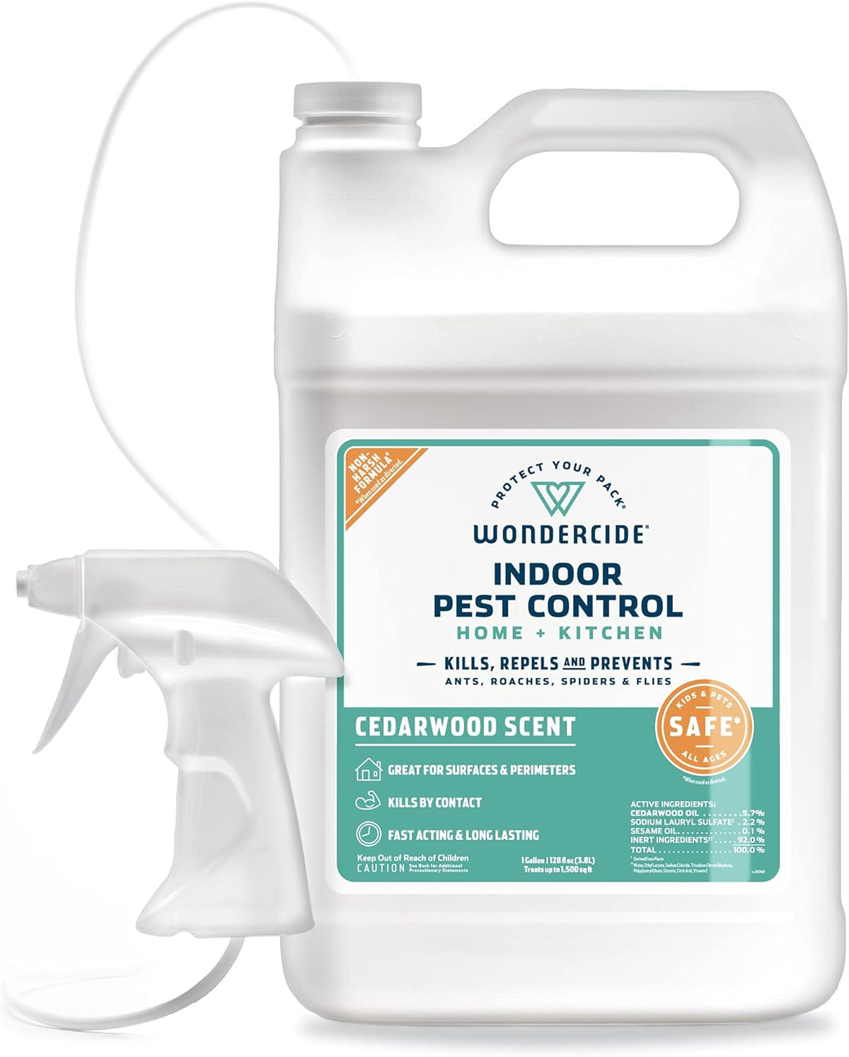 Wondercide - Indoor Pest Control Spray for Home and Kitchen - Ant, Roach, Spider, Fly, Flea, Bug Killer and Insect Repellent - with Natural Essential Oils - Pet and Family Safe — Cedarwood 128 oz