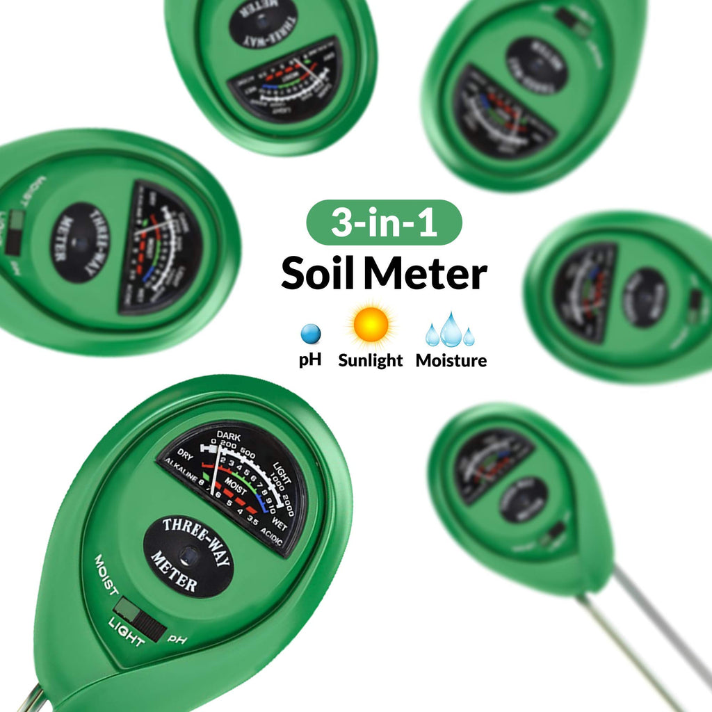 Soil Moisture Meter, Accurate Soil Moisture/PH/Light Meter Plant Soil Test Kit Indoor Outdoor Use, No Battery Needed Easy to Read Hygrometer Moisture Sensor Water Meter for Plants Lawn Farm Garden