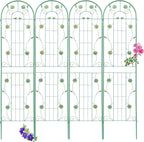4 Pack Metal Garden Trellis 71" H Garden Fence Rustproof Trellis for Climbing Plants Support Roses Flower Outdoor Lawn, Blue Green