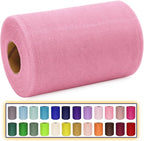 Pink Tulle Fabric Roll 6 Inch X 300 FT (100 Yards) Matte Tulle Ribbon Netting Mesh Spool for DIY Tutu Skirt Wedding Bow Gift Wrapping Baby Shower Christmas Party Halloween Decorations