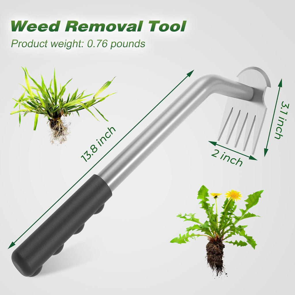 Walensee Weed Puller Tool, Portable Garden Weed Pulling Tool,Upgraded Durable Garden Weeder with 5-Tine Manganese Steel&Rubber Handle for Vegetable Gardening, Backyard Planting & Uprooting Weeding