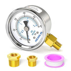MEANLIN MEASURE 0~30Psi Dry Low Pressure Gauge Stainless Steel 1/8" NPT 2" FACE DIAL Waterproof for Pool Sand Filter Water Oil Air Pressure Test Lower Mount, with 1/4" NPT and 3/8" NPT Hex Bushing