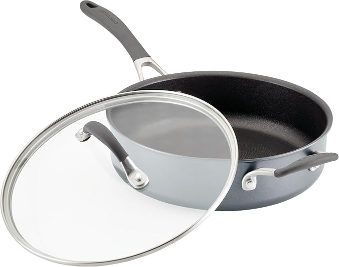 Circulon A1 Series with ScratchDefense Technology Nonstick Induction Sauté Pan with Helper Handle and Lid, 5 Quart, Graphite