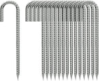 J-Hook-Rebar-Stakes-12 Inch, Ground Stakes Heavy Duty Rebar Stakes for Camping 50pcs Rebar Stakes Rust Proof Coated Metal for Flower Gardens Dog Fence Camping Tents Chicken Coop