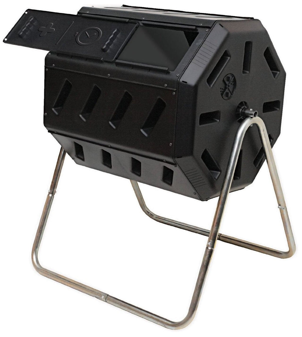 FCMP Outdoor Heavy Duty 37 Gallon 8 Sided Steel Composter, Black