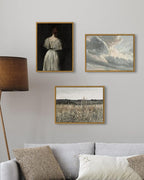 InSimSea Framed Canvas Wall Art Vintage Decor, Classical Oil Painting Canvas Prints Champ fleuri Vintage Wall Art for Home Room Bathroom Decor, 12"x16"
