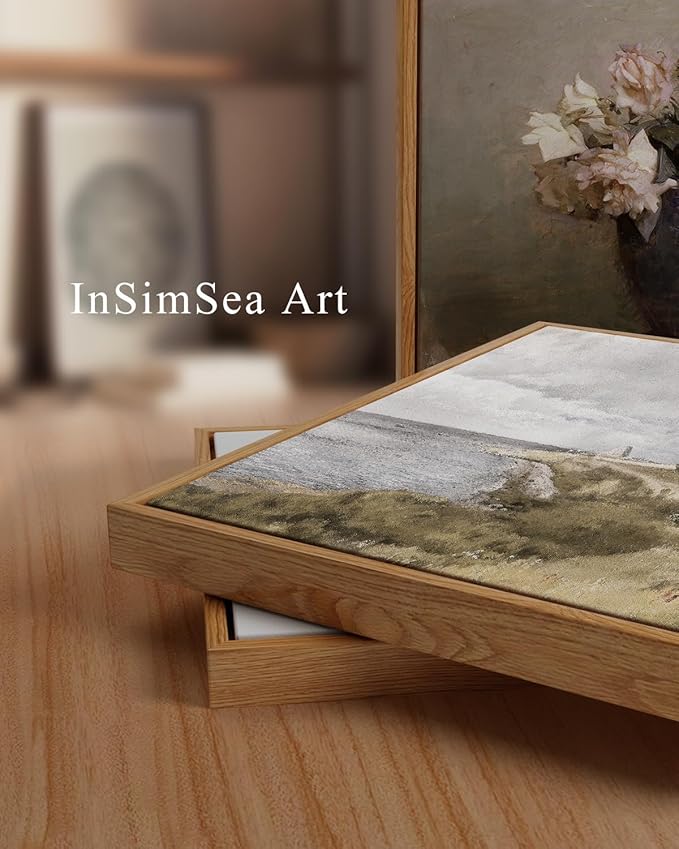 InSimSea Framed Canvas Wall Art, Vintage Decor - Coastal Landscape, Seaside Painting - Rustic Decorations for Living Room & Bedroom, 24"x36"