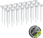 200 Pcs Circle Top Landscape Staples, 11 Gauge Landscape Fabric Pins, 6 Inch Garden Stake for Landscaping, Galvanized Landscape Fabric Stakes, Heavy Duty Ground Stakes for Lawn Weed Barrier