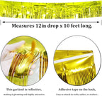 6 Pack Gold Total 60 Feet Foil Fringe Garland Metallic Tinsel Banner Wall Hanging Drapes Parade Float Skirting Decorations for Trailer Mardi Gras Party Birthday Wedding (Gold)