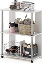 Furinno Jaya Simple Design 3-Tier Bookcase / Bookshelf / Display Rack with Stainless Steel Tubes, White Oak