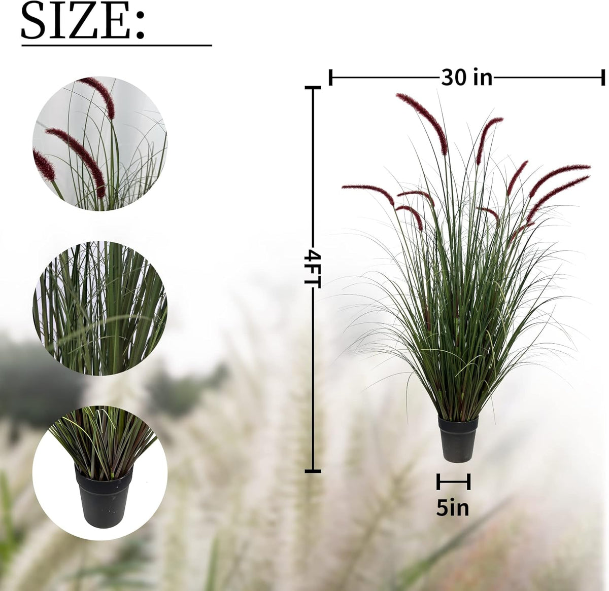 Artificial Plant 47in(1pack) Tall Artificial Grass Plant,Faux Plants Indoor Home Decorative Artificial Plants & Flowers in Pot Fake Plant, House Plant Indoor