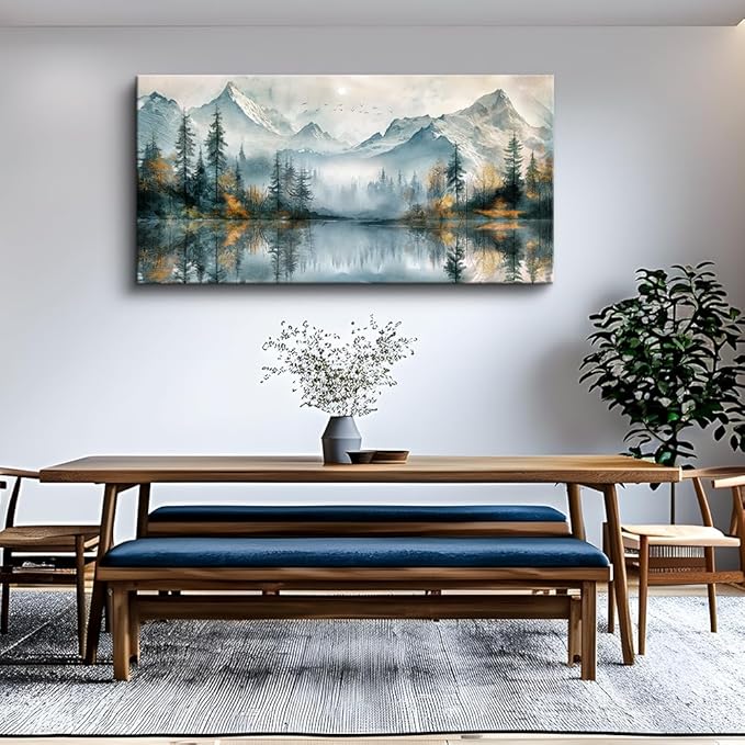 MHARTK66 Large Wall Art For Living Room Canvas Wall Decor For Bedroom Modern Office Decorations Forest Trees Landscape Pictures Lake View Wall Paintings Canvas Artworks Ready To Hang Home Decor