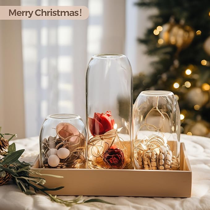 ComSaf Small Flower Vase Set of 12, Glass Bud Vases in Bulk, Clear Vases for Flower, Decor Centerpiece for Bathroom, Decorative Vases for House Warming, Valentines' Day, Mother's Day, Thanksgiving Day
