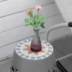 Outsunny 12" Patio Round Side Table, Outdoor Footstool, Garden Mosaic Accent Side Table, Plant Stand, Gray