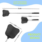 Wapodeai 2 Pack Fly Swatters Heavy Duty Set, Telescopic Fly Swatter, Stainless Steel Handle for Flyswatter (Blue & Black)