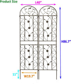 Garden Trellises, 2 Pack Brown Metal Coated Rustproof Trellis for Climbing Plants Outdoor, Roses, Vines, Flowers, and Vegetables-19.7×86.7 inches