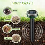 Solar Powered Mole Repellent Stakes - Ultrasonic Outdoor Rodent Repellent for Voles, Groundhogs, Snakes & Chipmunks - IP44 Waterproof Lawn & Garden Pest Control, Pet Safe – 10 Pack, Round
