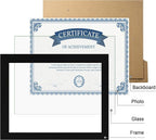 8.5x11 Picture Frame Set of 4, Black Certificate Frame with Real Glass, Photo Frames 8.5 by 11 Diploma Document for Wall Hanging and Tabletop Display