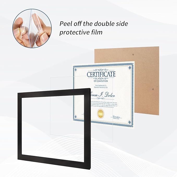 8.5x11 Picture Frame set of 8, Multi Certificate 8.5 by 11 Picture Frames Bulk, Document Diploma Award Frame for Wall Hanging or Tabletop Display, Black
