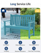 Outdoor Bench Set of 2, Weatherproof Garden Benches for Outdoors, All Weather HIPS Patio Bench Holds up to 800lbs, Never Rot or Fade, Comfort Bench for Porch Garden Patio Yard and Park