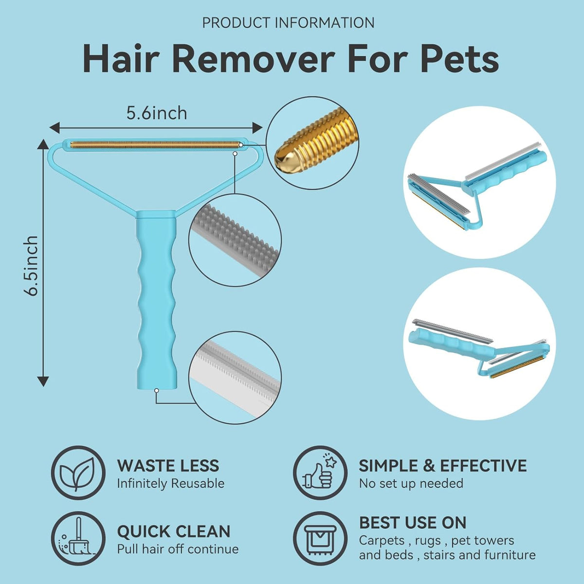 Cleaner Pro Fabric Shaver - Pet Hair Remover for Rugs, Couch, Carpet & Pet Towers (2pack)