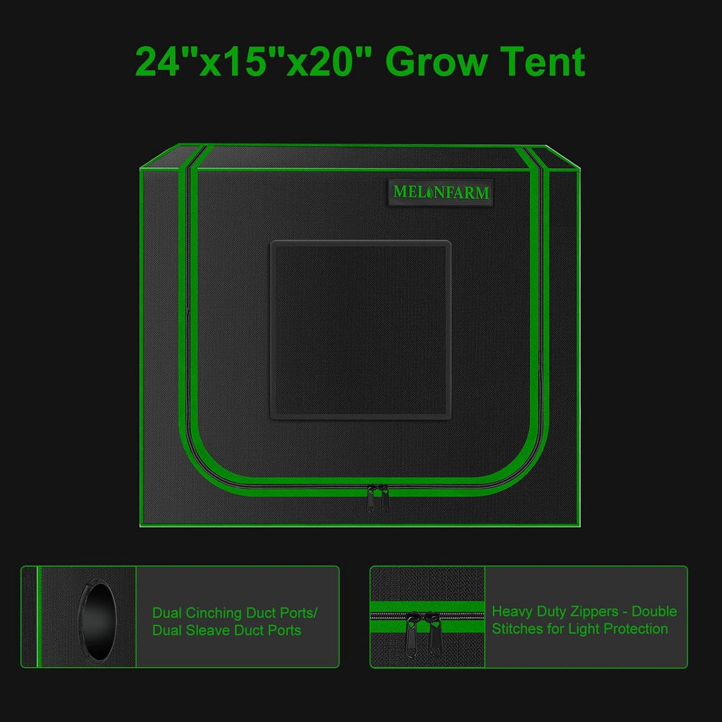 MELONFARM Small Grow Tent for Aerogarden，24”x16”x20” ，Hydroponics Growing System ，Highly Reflective 600D Diamond Mylar Canvas with Ventilation window and Floor Tray for Hydroponic Indoor Plant Growing
