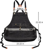 Gardening Apron – Denim Cross Back Garden & Harvest Apron with Adjustable Straps and Large Pockets for Women & Men