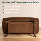100% Solid Oak Coffee Table with Storage Shelf, 2-Tier Wooden Center Table for Living Room, Farmhouse Rustic Rectangle Table, Easy Assembly, 47 Inch