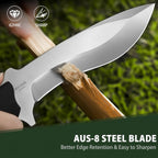 NedFoss Kukri Knife, Full Tang Hunting Knife with Sheath, 6" AUS-8 Steel Fixed Blade, 0.23" Thickness, G10 Handle, Heavy Duty Survival Knife Camping Gifts for Men Women