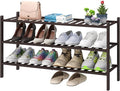 Long Shoe Rack, Bamboo Wood Shoe Rack for Closet, Entryway & Hallway, 3-Tier Stackable Shoe Shelf