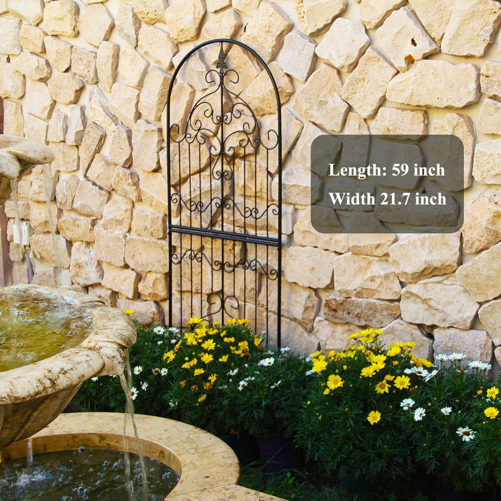 Trellis for Climbing Plants 59" H x 21.6" W Metal Unique Design Decorative Garden Structure Weather-Resistant Trellises Outdoor Decor Flowers Roses Vine Ivy Clematis