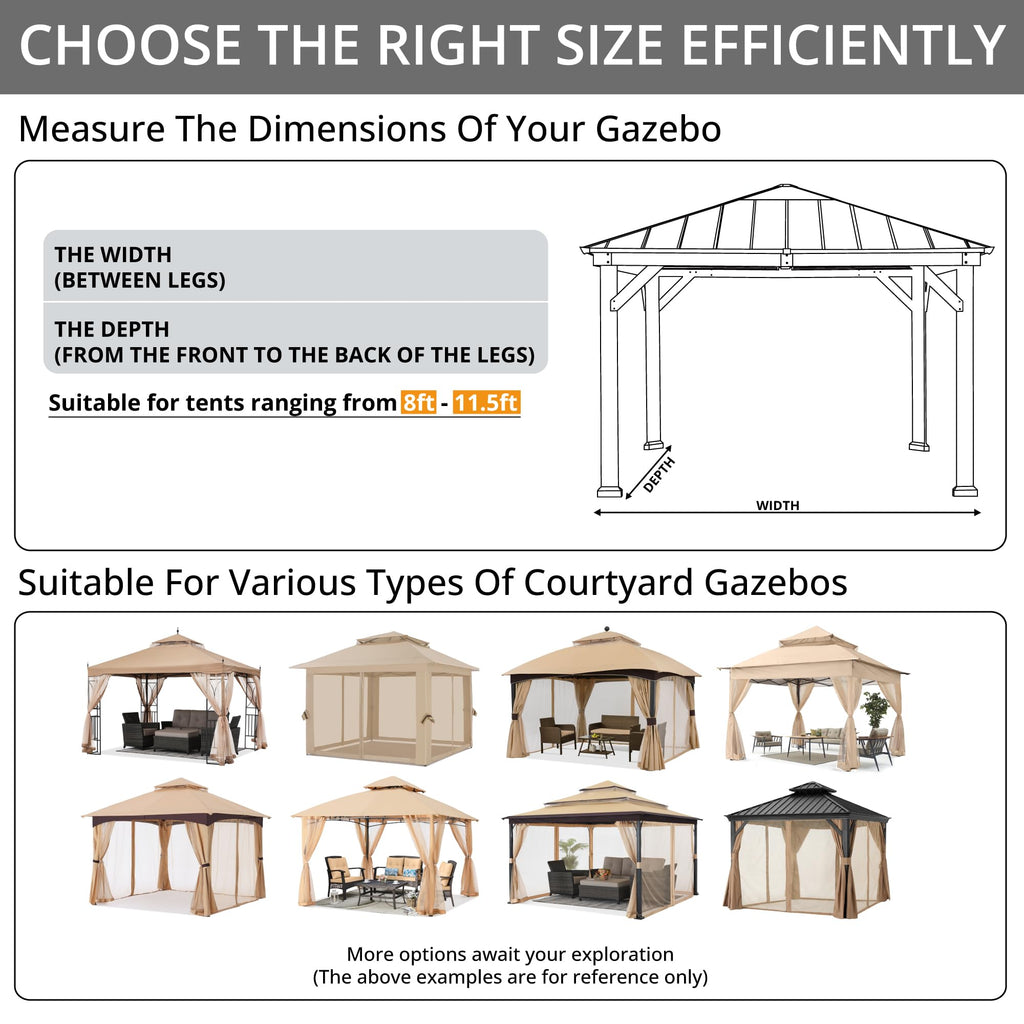 MASTERCANOPY Mosquito Screen Walls for Gazebo, 10x10 ft, Beige