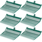 WILLBOND 6 Pcs Manure Fork Head 18 Tines Pitch Fork Head with Screws and Nuts Durable Stable ABS Plastic Replacement Pitchforks for Gardening Horse Stall Picking up Manure Grass Hay Olive