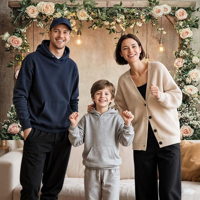 20x10ft Country Wedding Photography Backdrop Floral Rustic Roses Farmhouse Wooden Door Backdrop Pink Flower Birthday Baby Shower Wedding Bridal Party Banner Photo Booth Props Anniversary Background