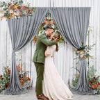 10 x 7 Feet Grey Backdrop Curtain for Partie, Background Curtains for Photoshoot, Birthday, Wedding, Halloween, Thanksgiving, Christmas Day, New Year Party Decorations 5Ft x 7Ft, 2 Panels