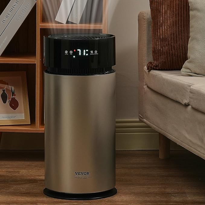 VEVOR Evaporative Humidifier for Whole House up to 1076.4 sqft, 10L(2.64G) Large Smart Cool Moisture Humidifier and Air Purifier,3-Speeds & 1-14h Timer,Premium Filter Quiet Sleep Mode for Bedroom