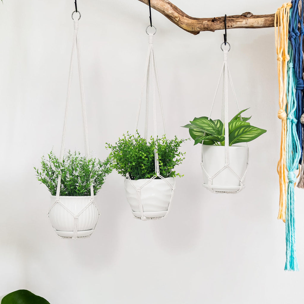 YIBOT 3 Pack Macrame Plant Hanger Indoor Hanging Planter for Plants Holder