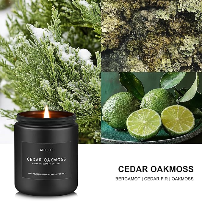 Cedar Oakmoss Candle | Scented Candles for Men - Soy Candles for Home Scented, Manly Candle for Bedroom, Man Gifts for Him/Friend -7oz