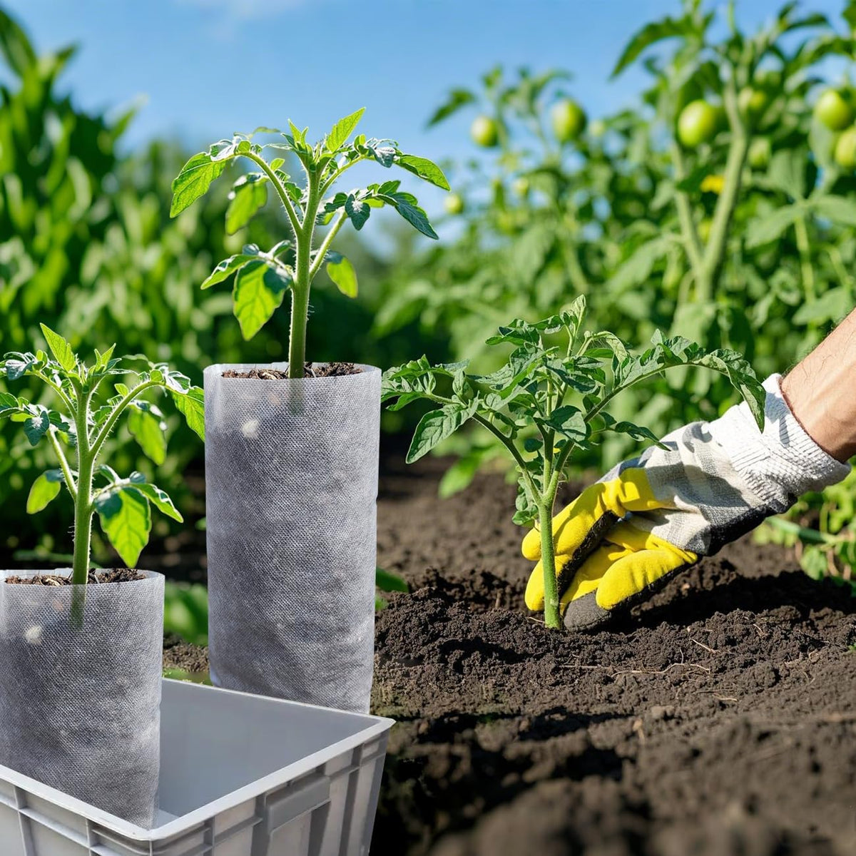 Belit 50 Pcs 13.5" H Deep Nursery Grow Bags, Non-Woven Plants Pots Container for Starting Deep Rooted Plants Vegetable, Flower, Seedling Tree (7.5"x13.5")