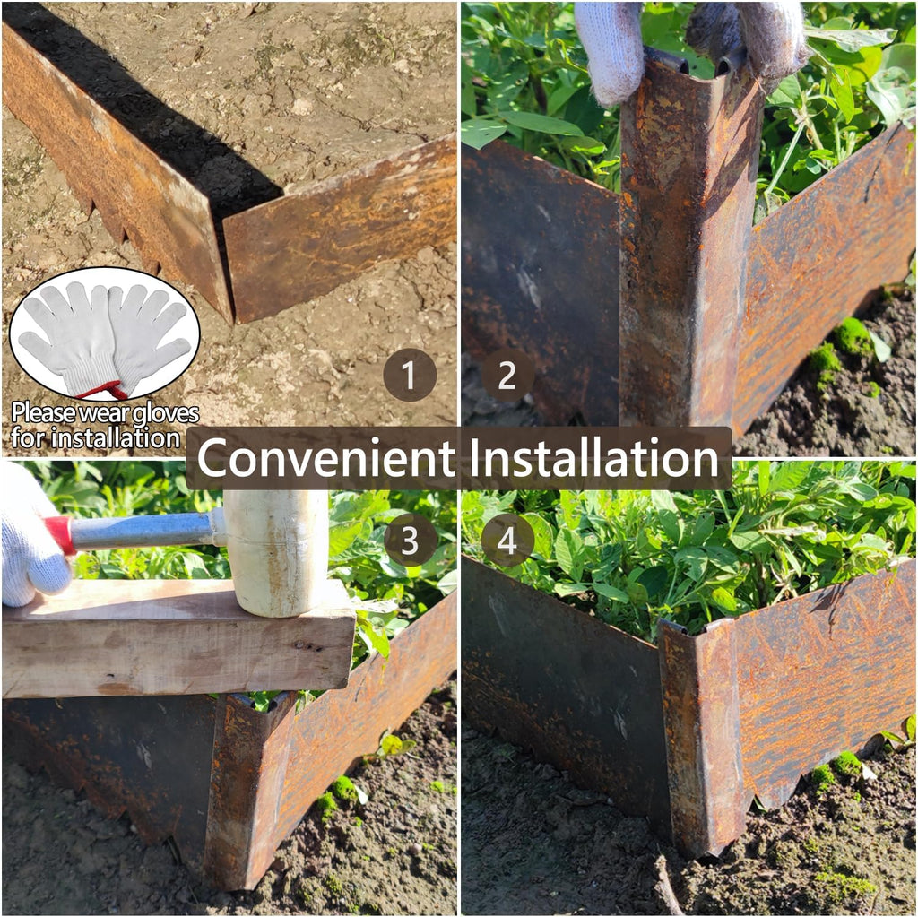 Cor-Ten Steel Landscape Edging Connector Clip with Rust Patina Finish, Pre-Rusted Cor-Ten Connector Clip, 8 in