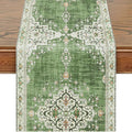 Snycler Table Runner Boho Table Runners Vintage Elegant Farmhouse Table Center Linen Decor for Home Dining Party Entrance (13x72 Inch) Light Green